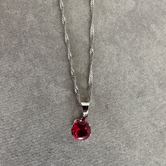 Sterling Silver Necklace and Earring Set with Pink Gemstones - Picture 4 of 10